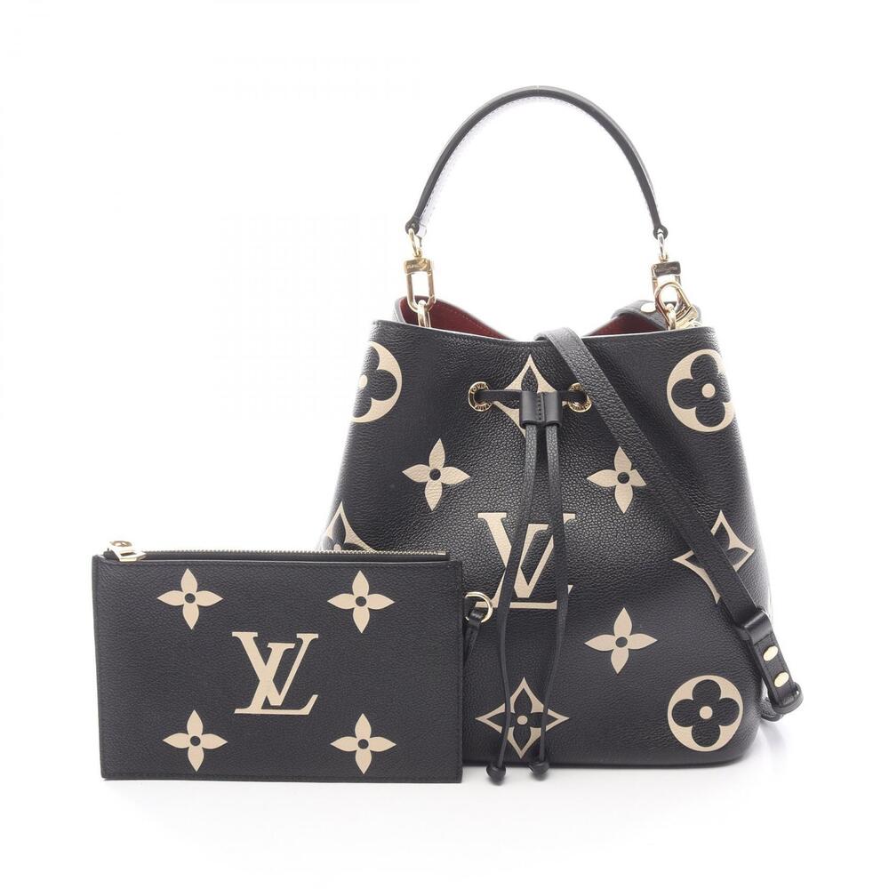 Louis Vuitton NeoNoe Empreinte Leather Handbag Black Beige Tan Two Tone